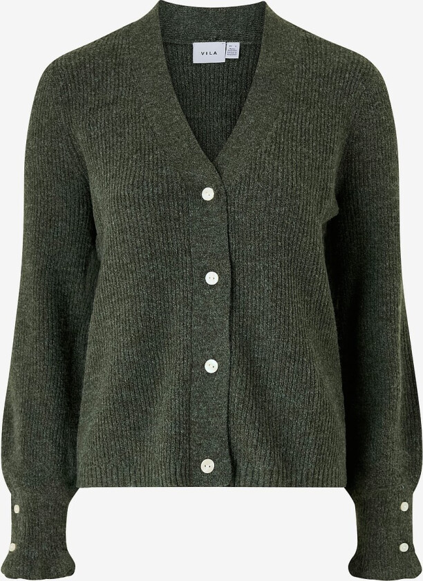 Kardigan viTilda L/S V-neck Knit Cardi/pb/ln - Grønn