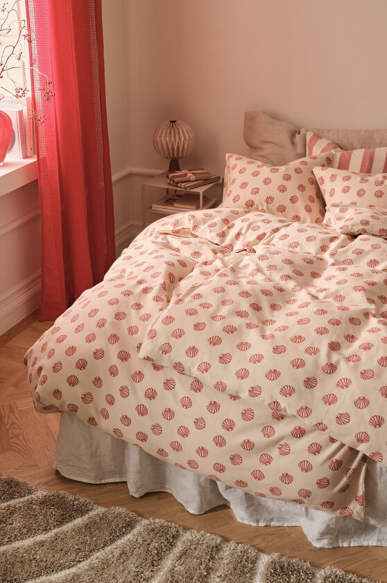 Dynetrekksett Valerie Shell i bomullsflanell 2 deler - Beige