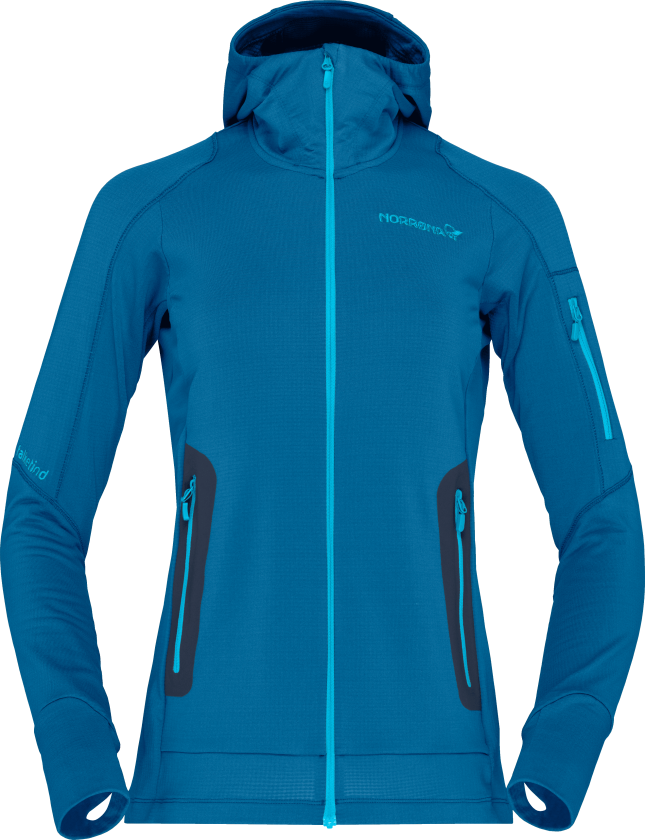 Women's Falketind Power Grid Hood Mykonos Blue S, Mykonos Blue