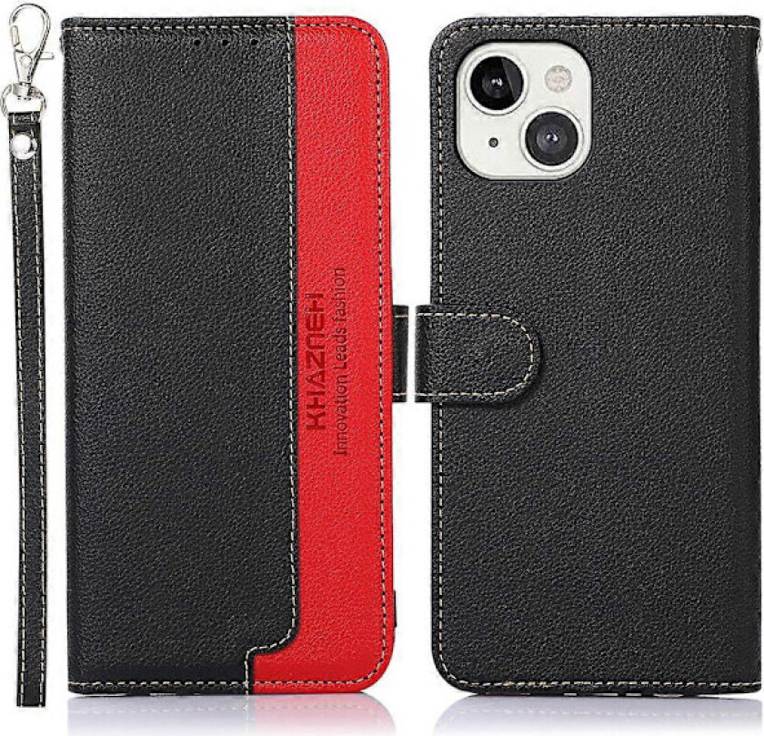 KHAZNEH RFID Design Litchi Tekstur Tyverisikker Sveipefunksjon Lær Telefondeksel for iPhone 13