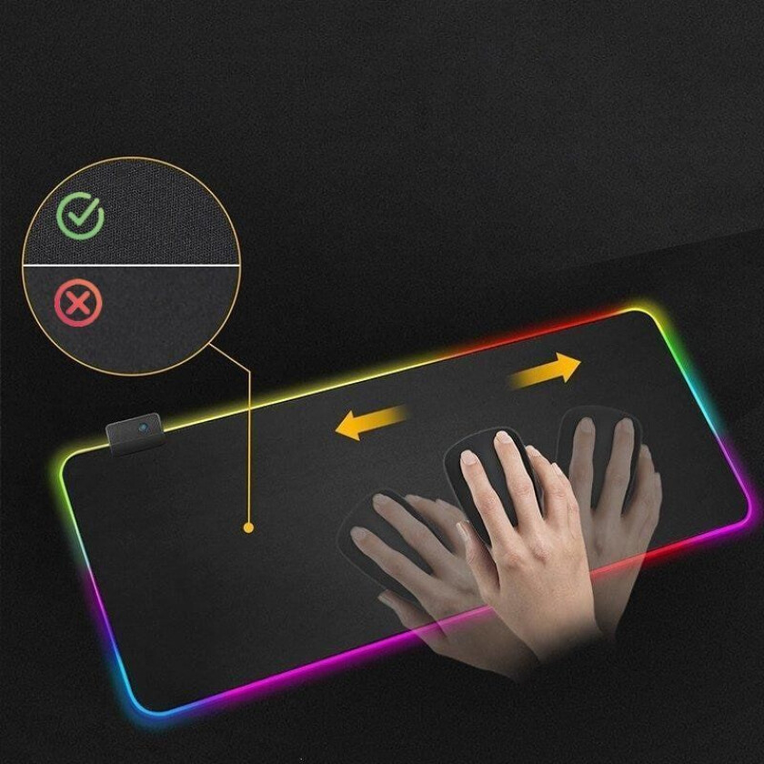 Gaming Musematte med LED lys - 30x25cm - RGB