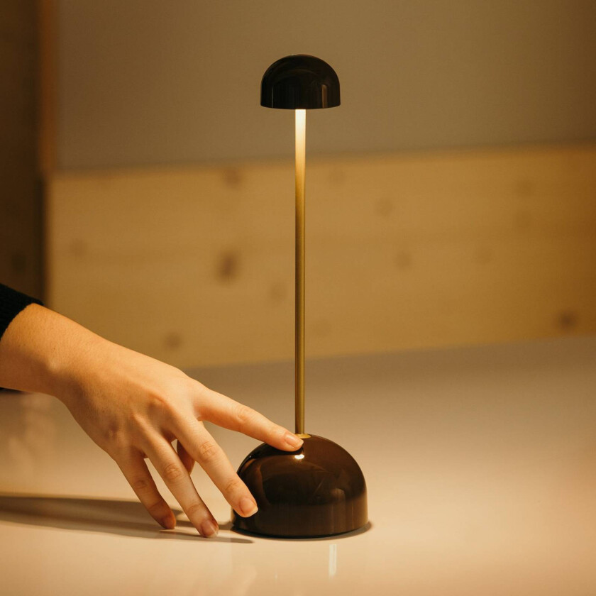 LED-batteridrevet bordlampe Sips, brun/gull, 31 cm, stål