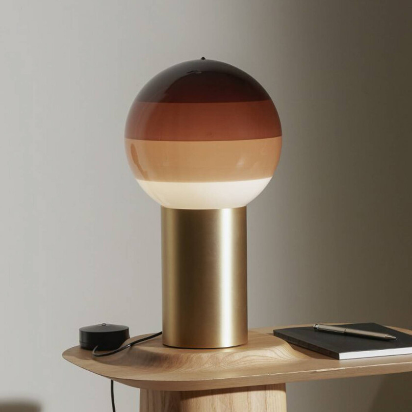 bordlampe Dipping Light, høyde 22 cm, brun/messing