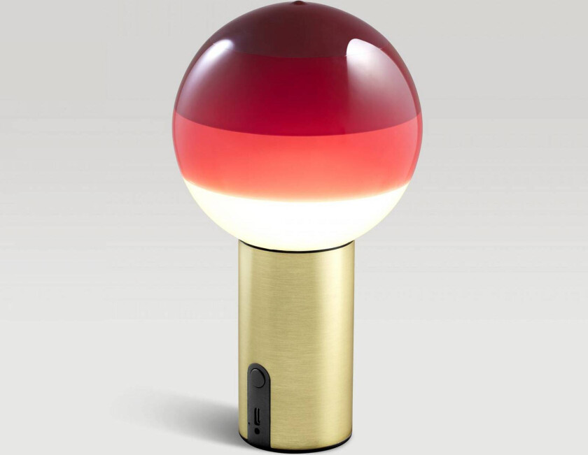 batteridrevet bordlampe Dipping Light, rød/messing, dimbar