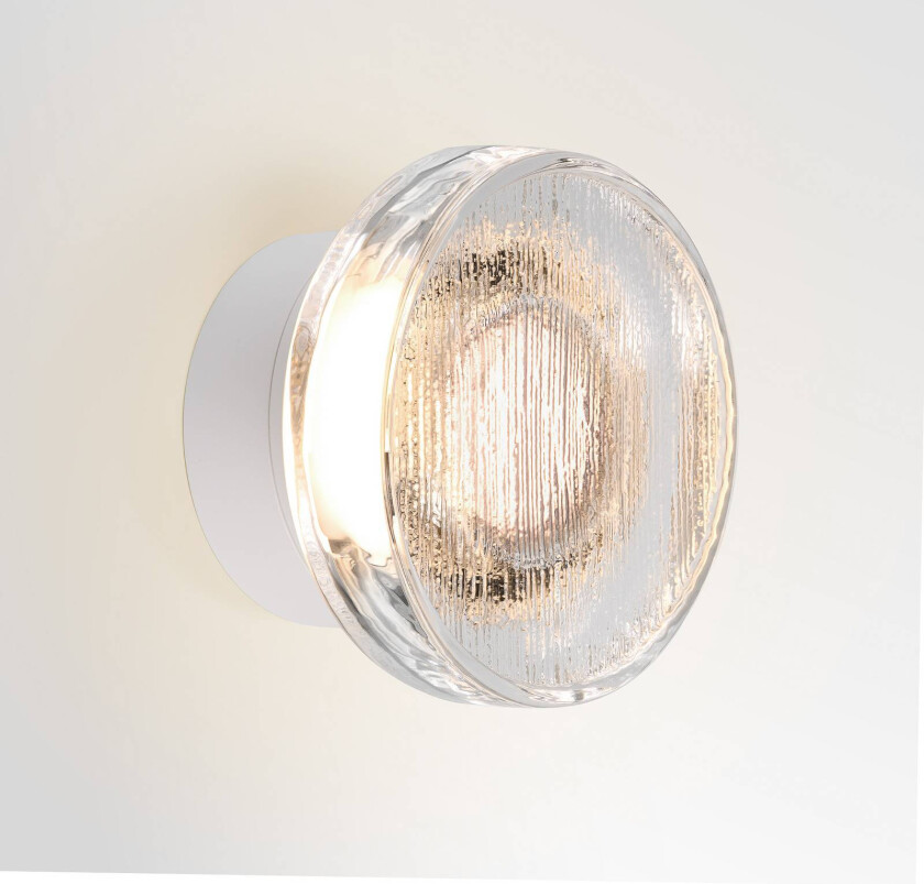 utendørs LED-vegglampe Roc, Ø 17 cm, hvit/gjennomsiktig