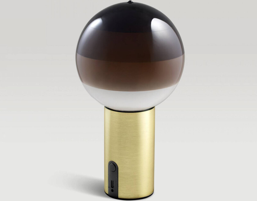 batteridrevet bordlampe Dipping Light, brun/messing, dimbar