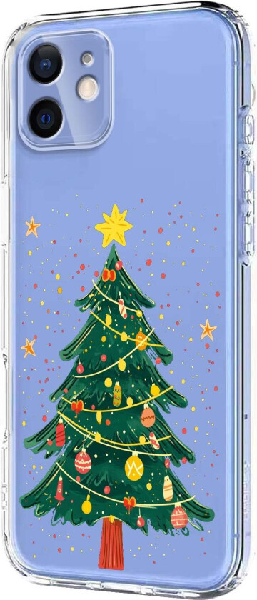 iPhone 12 / 12 Pro Fleksibelt Plast Juledeksel med Motiv - Gjennomsiktig / Juletre