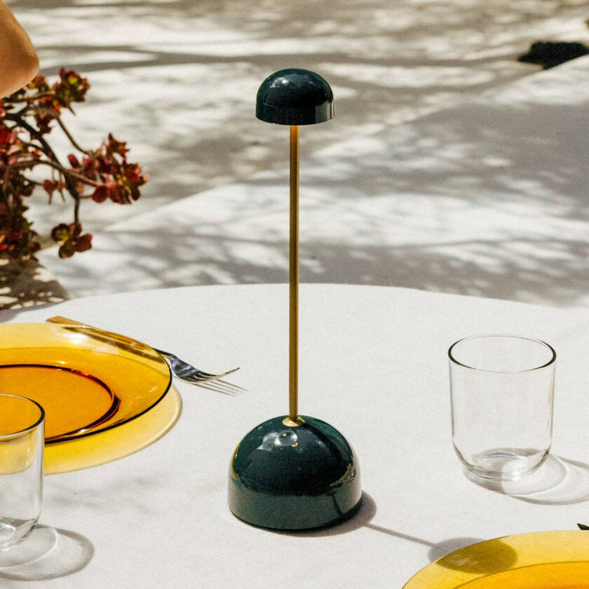 LED-batteridrevet bordlampe Sips, grønn/gull, 31 cm, stål