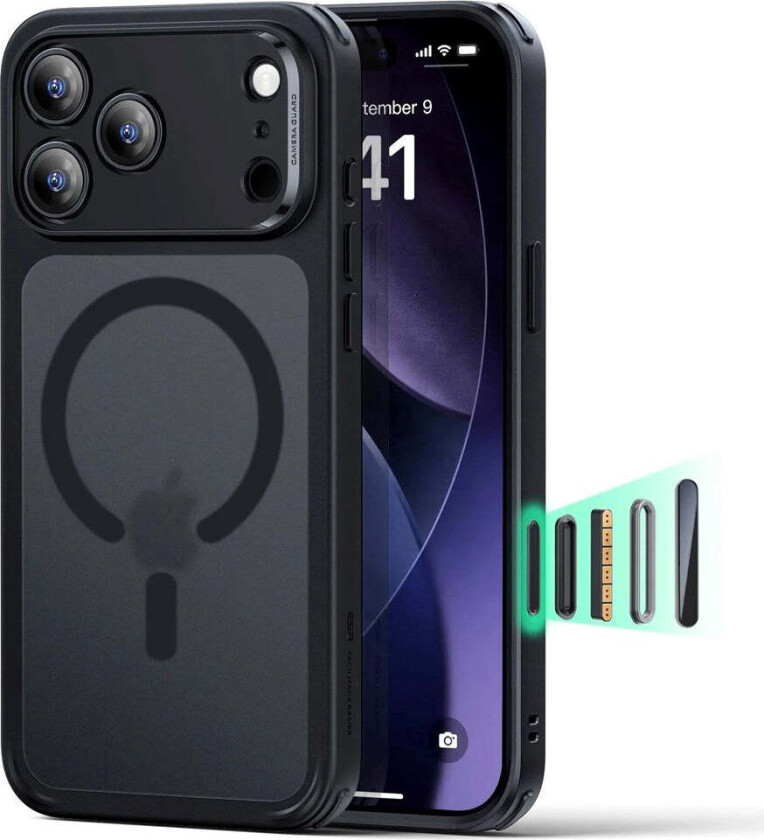 iPhone 17 Pro Max Classic Hybrid Deksel med Kamerakontrollknapp – MagSafe Kompatibel – Matt Svart