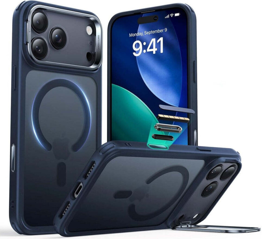 iPhone 17 Pro Classic Hybrid Stash Case med Kickstand – MagSafe Kompatibel – Matt Blå