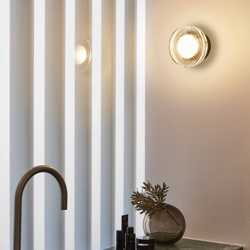 utendørs LED-vegglampe Roc, Ø 14 cm, svart/gjennomsiktig