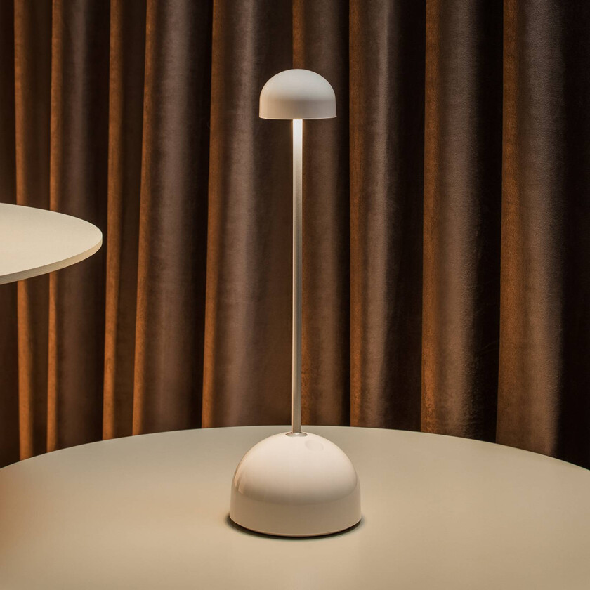 LED-batteridrevet bordlampe Sips, hvit/sølv, 31 cm, stål