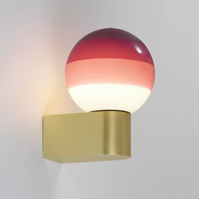 LED-vegglampe Dipping Light A1, burgunderrød/messing