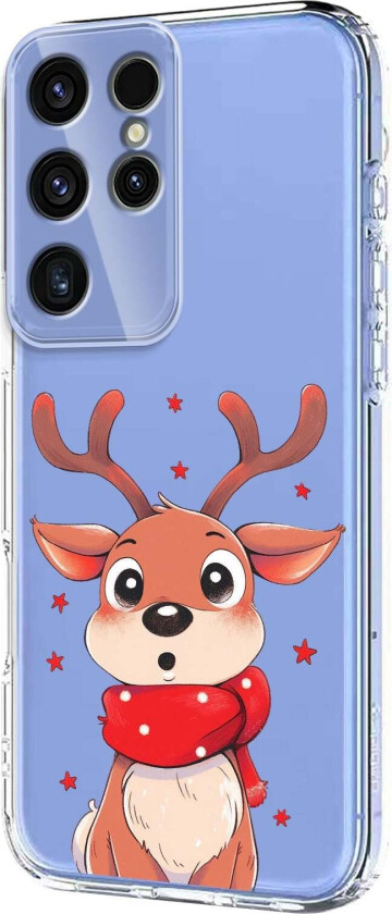 Samsung Galaxy S23 Ultra Fleksibelt Plast Juledeksel med Motiv - Gjennomsiktig / Reinsdyr