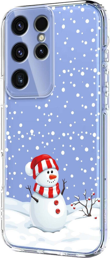 Samsung Galaxy S23 Ultra Fleksibelt Plast Juledeksel med Motiv - Gjennomsiktig / Snømann