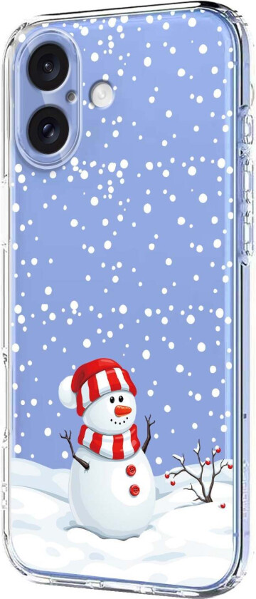 iPhone 16 Fleksibelt Plast Juledeksel med Motiv - Gjennomsiktig / Snømann