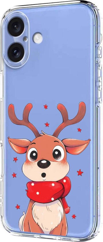 iPhone 16 Fleksibelt Plast Juledeksel med Motiv - Gjennomsiktig / Reinsdyr