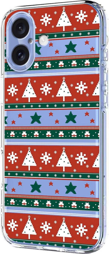 iPhone 16 Fleksibelt Plast Juledeksel med Motiv - Gjennomsiktig / Mønster