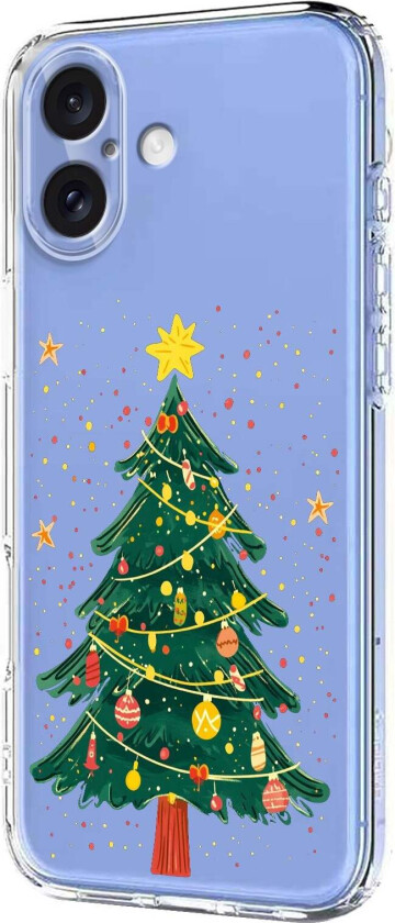 iPhone 16 Fleksibelt Plast Juledeksel med Motiv - Gjennomsiktig / Juletre