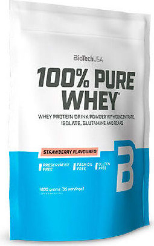 100% Pure Whey Protein Pulver Jordbær