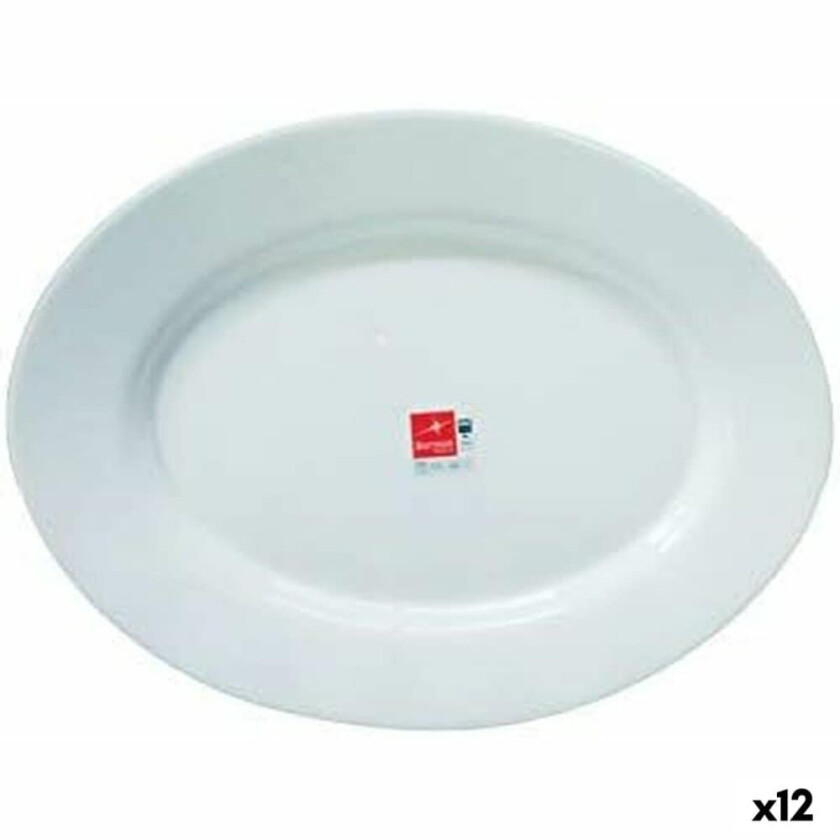 Serveringsfat Bormioli Toledo Hvit Glass Oval 34 x 26,5 x 1,8 cm (12 enheter)