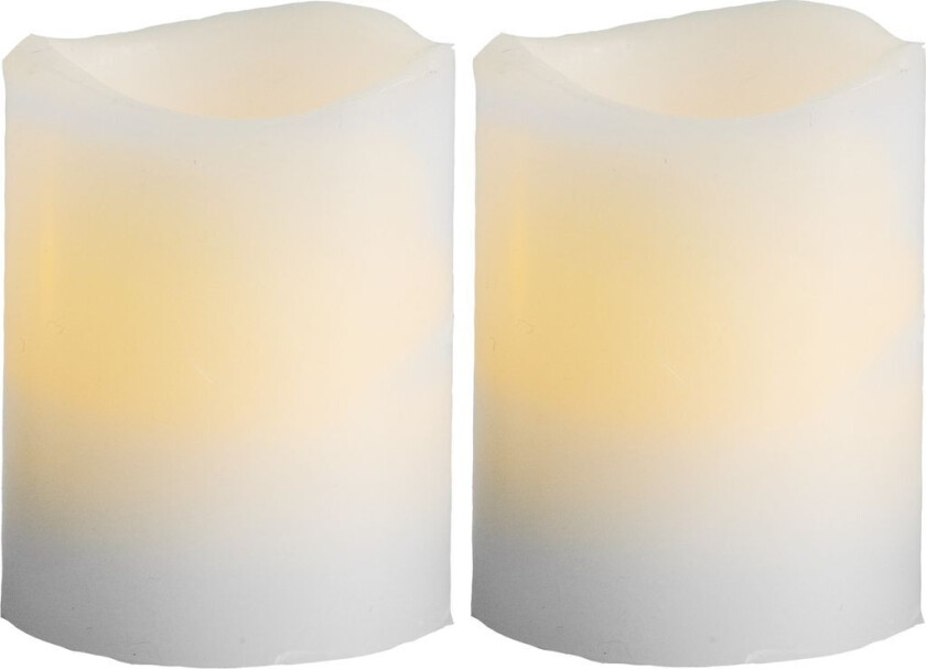 LED Blokklys 2-pakk May 6 cm – Hvite med innebygd timer