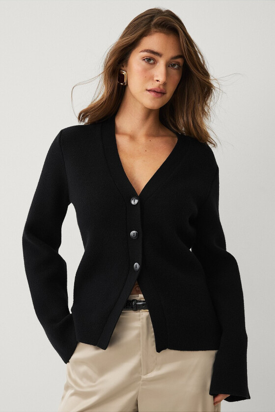 Kardigan med knapper - Svart