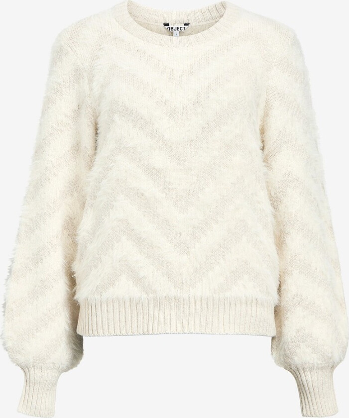 Pullover objHollow L/S RE Knit Pullover - Hvit