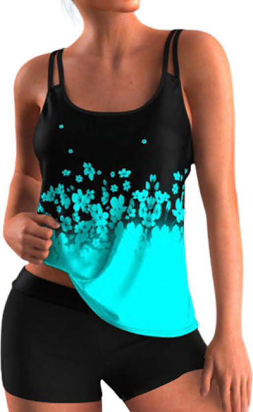 Dame Swimsuit Tankini Sett Badeklær Badedrakt Plus Size Lake Blue