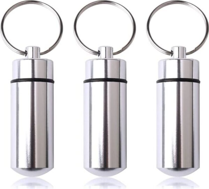 3-pak Vanntett Aluminiums Pilleboks Lomme Pilleboks Nøkkelring Pillebeholder