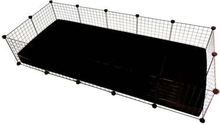 5x2 modulært bur marsvin kanin pinnsvin svart,, 180 x 77 x 37 cm