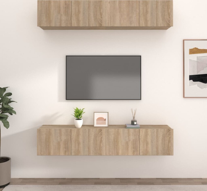 TV-benker 4 stk sonoma eik 80x30x30 cm konstruert tre