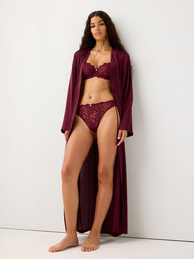 Lang morgenkåpe i sateng