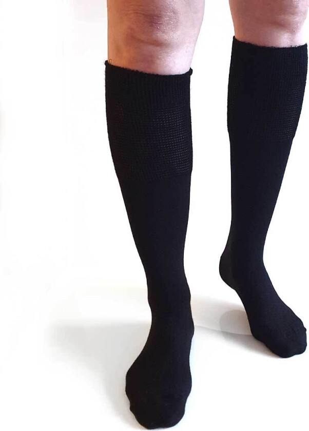 Sorte 90% merinoull knestrømper • strammer ikke