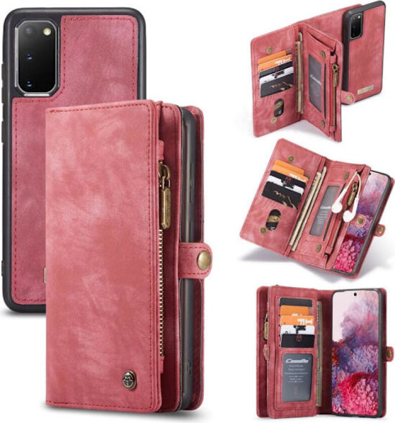 CASEME Samsung Galaxy S20 Retro Lær Lommebok-deksel - Rød