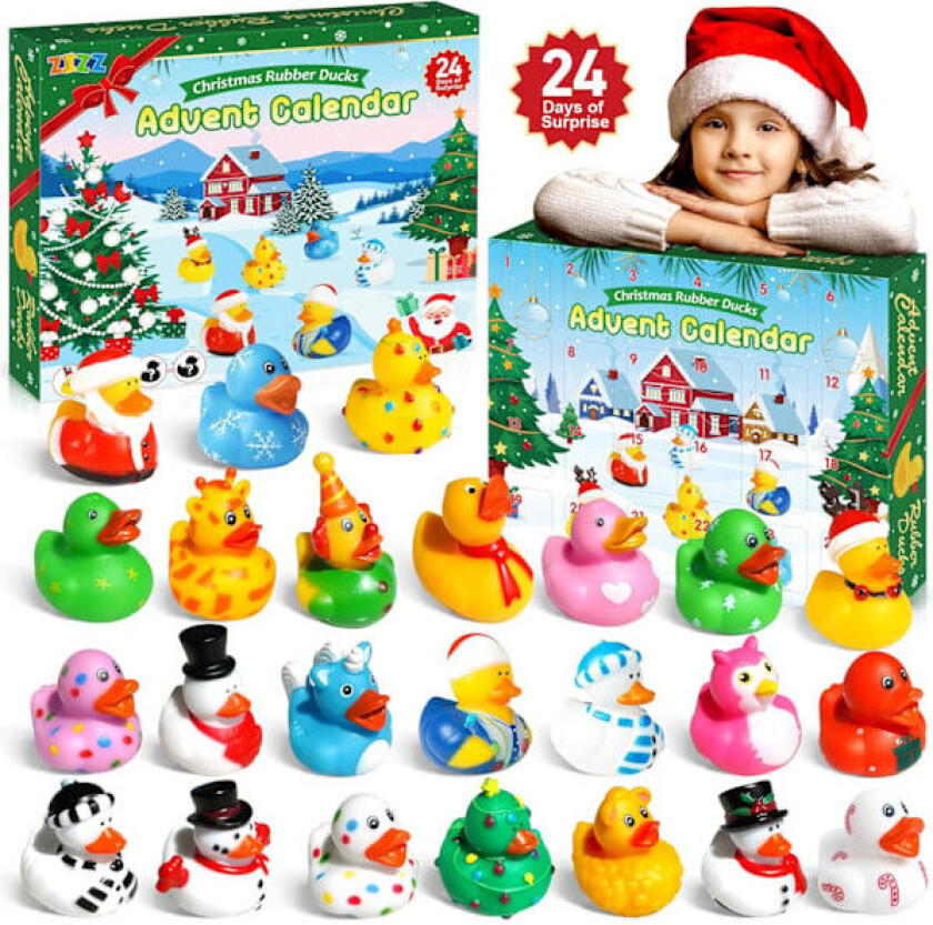 Adventskalender 2025 Julegummidukker - 24 dager Jule Nedtellingskalender Gaver til Barn Jente Gutt Feriemoro And Badeleke