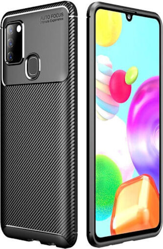 Samsung Galaxy A21s Karbonfiber Teksturdeksel - Svart