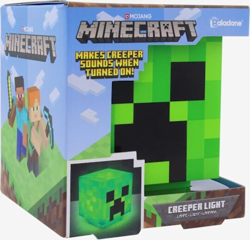 Minecraft Creeper Skrivebordslampe med Creeper-lyder, Håndholdt Nattlampe for Barnerom eller Gamer