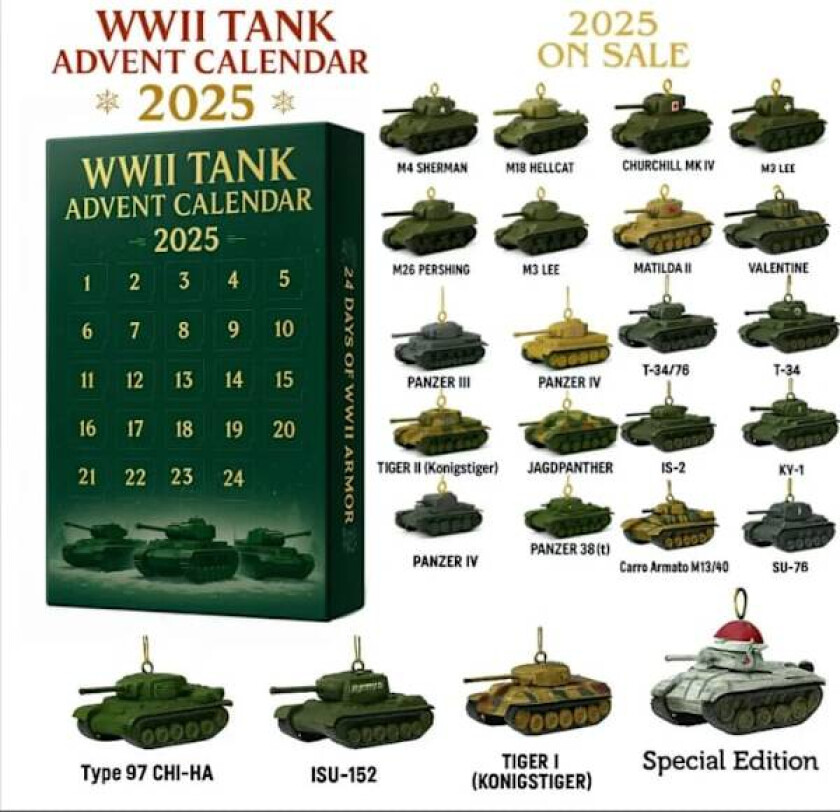 WWII TANK Adventskalender-Julegave Akryl Anheng