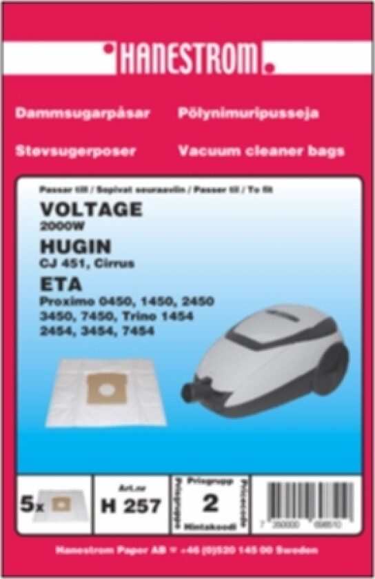 Støvsugerposer, syntetfiber, 5st.