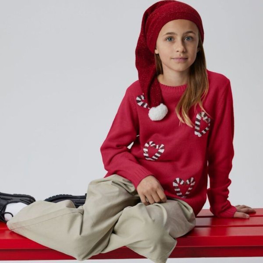 Name It - Julegenser Knit Candy Cane Paljett Jester Red