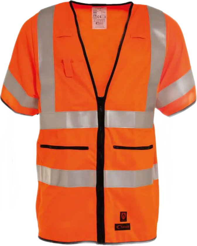 Refleksvest – Flammehemmende, Høy Synlighet (RS000450-2XL, oransje, 1 Stykk, størrelse-2XL)