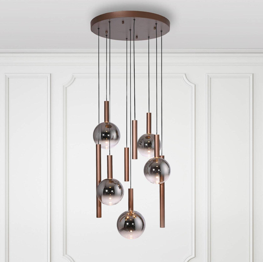 Paul Neuhaus LED-hengelampe Bowl, Ø 63 cm, brun/grå