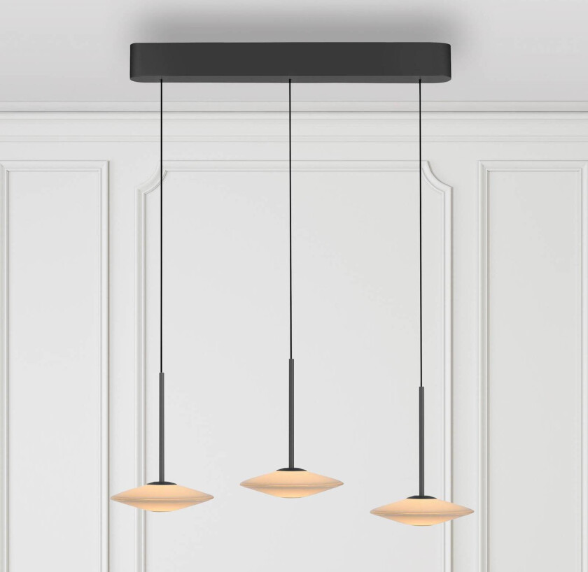 Paul Neuhaus LED-pendellampe Elipsa, 3 lyskilder, hvit/svart