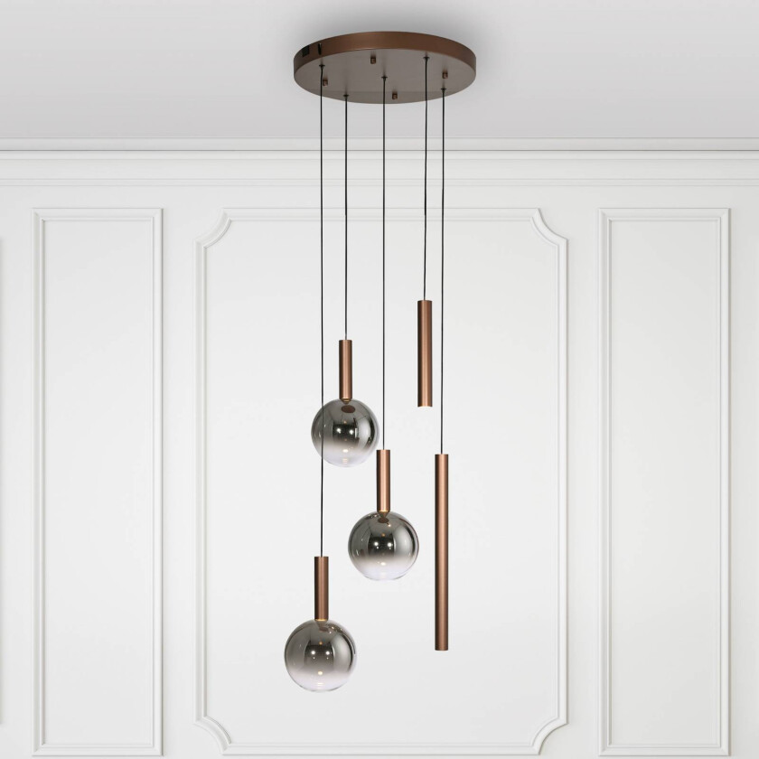 Paul Neuhaus LED-hengelampe Bowl, Ø 54 cm, brun/grå