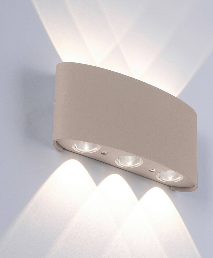Paul Neuhaus utendørs LED-vegglampe Carlo, 17 cm, sandfarget