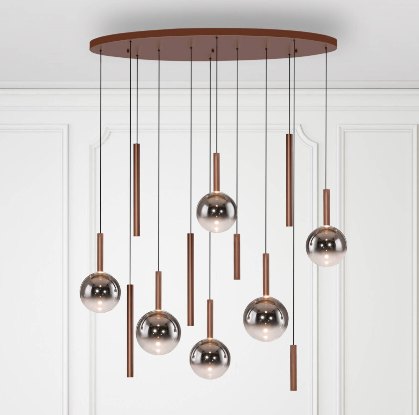 Paul Neuhaus LED-hengelampe Bowl, Ø 120 cm, brun/grå