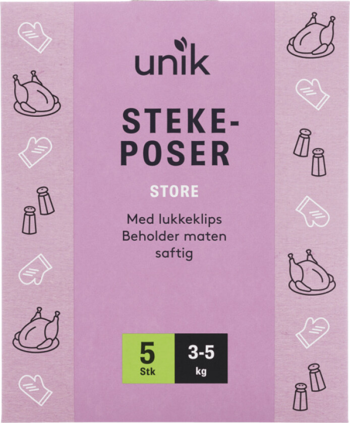 Stekepose m/Lukkeklips 3-5kg 5stk