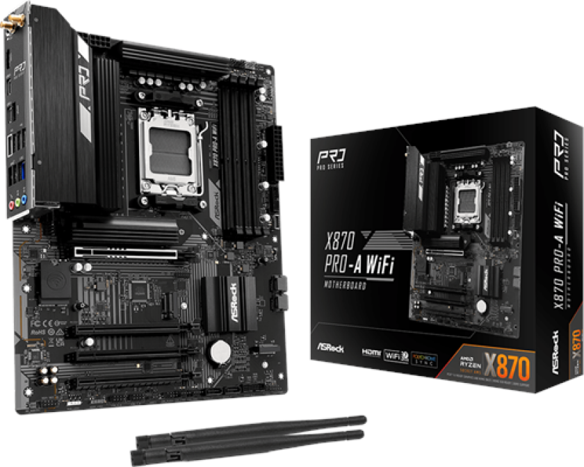 X870 PRO-A WIFI Hovedkort - AMD X870 - AMD AM5 socket - DDR5 RAM - ATX