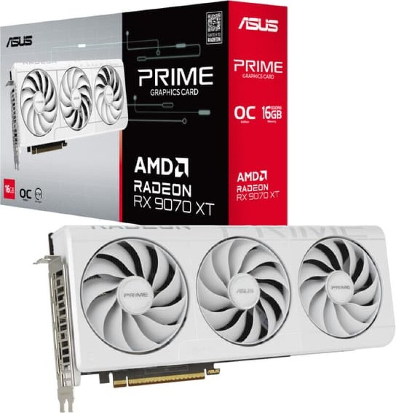 Radeon RX 9070 XT Prime OC White - 16GB GDDR6 RAM - Grafikkort